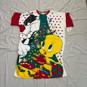 Flints Mens Multicolor Tweety Bird Christmas Pullover T-Shirt One Size w/Socks